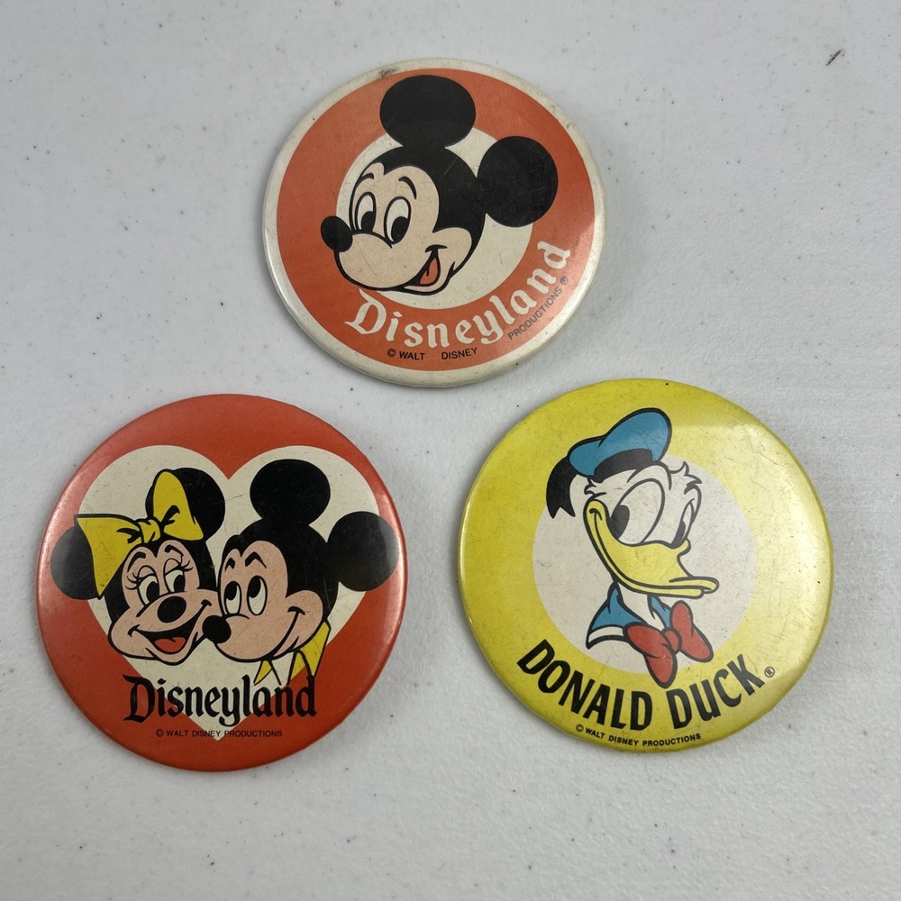 Vintage Disneyland Disney Pin Lot Donald Duck, Mickey And Minnie Mouse 3.5"